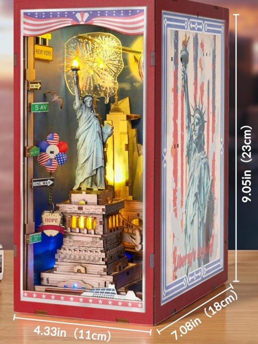 Book Nook Kit DIY 3D Puzzle Craft Miniature Wooden The Statue Of Liberty NYC - Picture 13 of 13